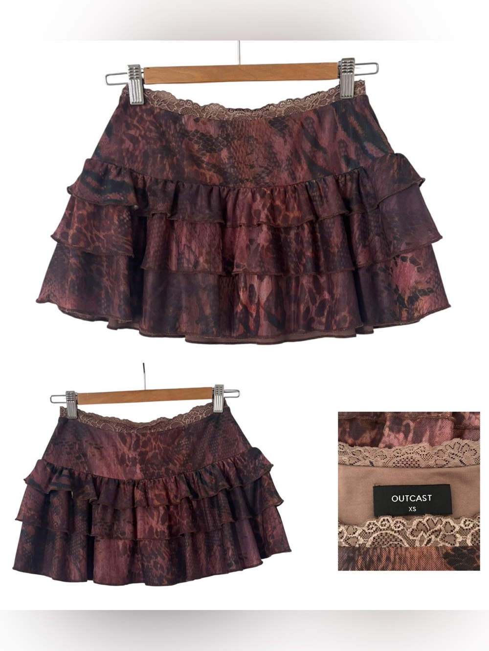 Outcast Animal Print Tiered Mini Skirt
